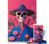 Puzzle Squelette de samouraï pour Adolescents 1000 pièces Stimule la mémoire Soulagement de la Tension Bords serrés Belle œuvre d'art (50x75cm)