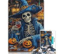 Puzzle Squelette d'halloween 1000 pièces pour Adultes, Jeu Familial Anti-Stress, défi Difficile, Cadeaux Secrets du Père Noël (38x26cm)
