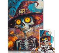 Puzzle Squelette d'halloween pour Adolescents 1 000 pièces Anti-Stress idéal pour Passer des Vacances à la Maison Cadeau Amusant (26x38cm)