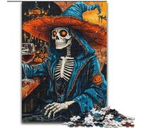 Puzzle Squelette d'halloween pour Adolescents 1000 pièces, Jeu Stimulant et Jeu Familial avec Affiche et fiche de Questions-réponses Assorties 50x75cm