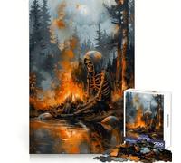 Puzzle Squelette près du feu 1000 pièces pour Adultes Jeu de logique Fine Loisirs Doux Bords Nets Joli Cadeau 38x52cm