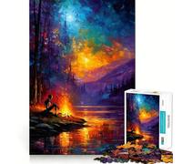 Puzzle Squelette près du feu pour Adolescents, 1000 pièces, Jeu de logique mentale, Anti-Stress, découpe Ferme, Cadeau de Noël 50x75cm