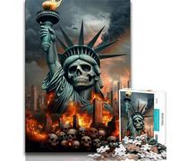 Puzzle Squelette Statue de la Liberté pour Adolescents 1000 pièces Jouets éducatifs et éducatifs pour la Famille pour renforcer l'amour Entre Couples (26x38cm)