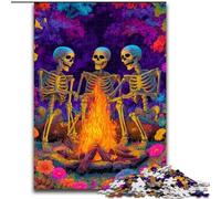 Puzzle Squelettes Autour d'un feu de Joie pour Adultes 1000 pièces, Jeu Familial Anti-Stress, défi Difficile, Cadeaux pour Amis et Famille (50x75cm)