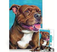 Puzzle Staffordshire Bull Terrier 1000 pièces pour Adolescents, Jeu de réflexion Amusant et décontracté, Design élégant, Cadeau 50x75cm