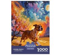 Puzzle Staffordshire Bull Terrier 1000 Pièces pour Adultes Et Enfants, Jeu D'Intelligence, Puzzles Prairie Jaune, Décoration Intérieure, Cadeau Adulte 70x50cm/1000pcs