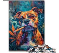 Puzzle Staffordshire Bull Terrier fumant 1000 pièces pour Adultes et Adolescents, adapté aux 14 Ans et Plus Un Plaisir en Famille idéal comme Cadeau pour Toute la Famille 26x38cm