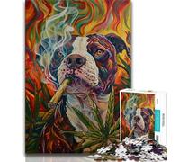 Puzzle Staffordshire Bull Terrier Fumeur 1000 pièces pour Adultes et Adolescents, Jouets éducatifs, Jeux Anti-Stress, liste de souhaits avec Père Noël (75x50cm)