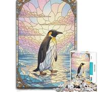 Puzzle Stained Glass Penguin on Ice 1000pcs (52x38cm) avec Motif | Choisissez cette activité sans écran pour adultes les dimanches au calme, pour rester concentré.