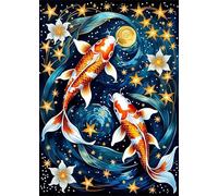 Puzzle Star Pond Koi de 30 Pièces pour Adultes, Puzzles 30 pièces Adultes, Jigsaw Puzzle d'art pour Défi, Puzzles Coloré à Faire soi-même pour la Décoration de la Maison