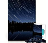 Puzzle Star Trails Over Forest Lake pour Adolescents, 1000 pièces, Jeu de logique Solide, Anti-Stress, Bords Transparents, Cadeau Classique 38x52cm