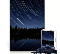 Puzzle Star Trails Over Forest Lake pour Adolescents, 1000 pièces, Jeu de logique Solide, Anti-Stress, Bords Transparents, Cadeau Classique 38x52cm