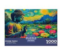 Puzzle Statue Bouddha, coloré Style Tableau, 1000 pièces, Jeu éducatif Stimulant, décoration, 38x26cm