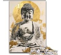 Puzzle Statue de Bouddha doré 1000 pièces pour Adultes, défi d'intelligence cérébrale, Jouets addictifs, Cadeaux d'anniversaire pour Les 14 Ans et Plus (26x38cm)