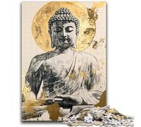 Puzzle Statue de Bouddha doré pour Adultes 1000 pièces, défi d'intelligence cérébrale, Jouets addictifs, Cadeaux d'anniversaire pour Les 14 Ans et Plus 26x38cm
