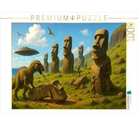 Puzzle · Statues Moai - des Dinosaures en Chantier | L'énigme de l'architecture · 1000 pièces · Format assemblé 64 × 48 cm · CALVENDO Puzzle