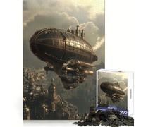 Puzzle Steampunk Aéronef Au-Dessus de la Ville, 1000 Pièces, Jeu de Logique Mentale pour Adolescents, Anti-Stress, Découpe Ferme, Cadeau de Père Noël 50x75cm