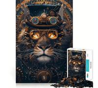 Puzzle Steampunk Animal Lion Adolescent 1000 Pièces Jouet de Développement Logique Cadeau Premium et Exquis pour Toute la Famille 38x52cm