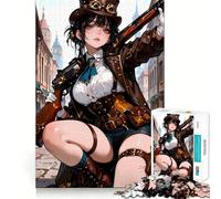 Puzzle Steampunk Anime Fille avec Fusil 1000 Pièces pour Adolescents Jeu de Logique et de Détente Pièce de Collection Premium Edge Art 38x52cm