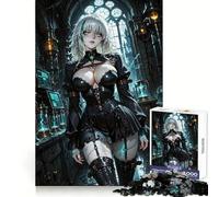 Puzzle Steampunk Anime Fille dans Laboratoire 1000 Pièces pour Adolescents Jeu de Pensée Sage, Amusant et Paisible Cadeau de Noël Idéal 38x52cm