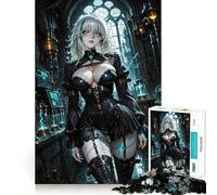 Puzzle Steampunk Anime Fille dans Laboratoire 1000 Pièces pour Adolescents Jeu de Pensée Sage, Amusant et Paisible Cadeau de Noël Idéal 38x52cm