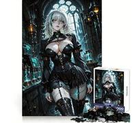 Puzzle Steampunk Anime Fille dans Un Laboratoire 1000 Pièces pour Adolescents Jeu de Logique Fine Passe-Temps Calme Pièce de Collection Art aux Bords Soignés 50x75cm