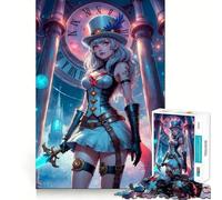Puzzle Steampunk Anime Girl pour Adultes, 1000 pièces, Casse-tête Mental Relaxant et Amusant, Assemblage d'image, Surprise chaleureuse 38x26cm