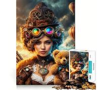Puzzle Steampunk Aventurier 1000 Pièces pour Adultes Jeu de Logique Puissant Soulagement de l'Anxiété Bords Transparents Cadeau de Fête 50x75cm