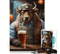 Puzzle Steampunk Bière Buffalo pour Adolescents, 1000 pièces, Jeu de logique mentale, Anti-Stress, découpe Ferme, Cadeau de Noël 50x75cm
