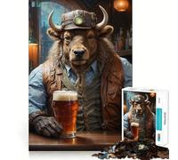 Puzzle Steampunk Bière Buffle Adolescent 1000 Pièces Jouet de Stimulation Logique Cadeau Premium et Exquis pour la Famille 38x52cm