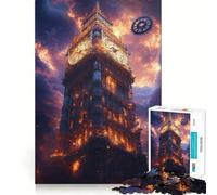 Puzzle Steampunk Big Ben avec Engrenages, 1000 pièces, pour Adultes, Jeu de réflexion, Calme et détente, décoration Murale épurée 38x52cm