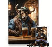 Puzzle Steampunk Bœuf Bière Artisanale pour Adultes, 1000 Pièces, Jeu de Réflexion, Loisirs Doux, Design à Assembler, Cadeau de Saison 50x75cm