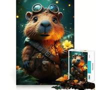 Puzzle Steampunk Castor avec Fleur 1000 Pièces pour Adultes Jeu de Réflexion Décoration Murale Calme et Détente 38x26cm