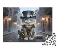 Puzzle Steampunk Cat Street 100% Carton recy hat Steampunk en Haut-de-Forme, 1000 pièces, Le Défi Impossible, 70 x 50 cm / 1000 pièces
