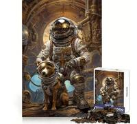 Puzzle Steampunk Chien de l'espace ﹨u Astronaute 1000 Pièces pour Adolescents Amélioration de la Mémoire Détente et Amusant Pièce de Collection Art Découpée avec Précision 38x52cm