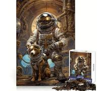 Puzzle Steampunk Chien de l'espace ﹨u Astronaute 1000 Pièces pour Adolescents Jeu de Logique Solide Découpe de Précision Cadeau de Père Noël 38x26cm