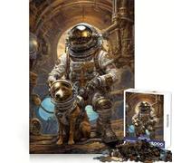 Puzzle Steampunk Chien de l'espace ﹨u Astronaute pour Adolescents 1000 Pièces Jouet Intelligent Loisirs Découpe Précise Cadeau Saisonnier 50x75cm