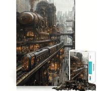 Puzzle Steampunk de 1000 pièces pour Adultes, thème Paysage Urbain, Jeu de réflexion et de Calme, Design et Assemblage raffinés 38x52cm