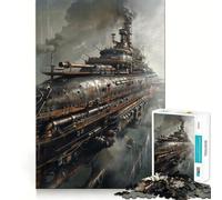 Puzzle Steampunk Dirigeable 1000 Pièces Adultes Cadeau Jeu de logique et d'adresse Anti-Stress Découpe précise Liste de souhaits du Père Noël 50x75cm