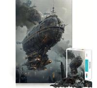 Puzzle Steampunk Dirigeable 1000 Pièces pour Adolescents Jeu de Logique Solide Découpe de Précision Cadeau de Père Noël 38x26cm