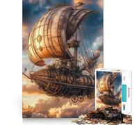 Puzzle Steampunk Dirigeable 1000 Pièces pour Adultes Jeu de Logique Aiguisée Loisirs à Domicile Découpe Précise 38x52cm