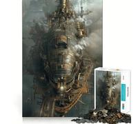 Puzzle Steampunk Dirigeable Adultes 1000 Pièces Renforce la Mémoire Calme et Apaisant Bords Nets Pièce de Collection 38x26cm