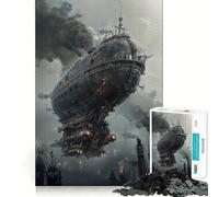 Puzzle Steampunk Dirigeable Adultes 1000 Pièces Renforce la Mémoire Calme et Aspects Nets Pièce de Collection Art 50x75cm