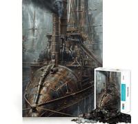 Puzzle Steampunk Dirigeable pour Adolescents 1000 Pièces Jouet Intelligent Loisirs Découpe Précise Cadeau Saisonnier 38x52cm