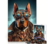 Puzzle Steampunk Doberman 1000 pièces pour Adolescents, Jeu de logique et de Plaisir paisible, Bords Lisses, Cadeau créatif 38x26cm