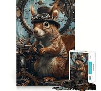 Puzzle Steampunk Écureuil Animal 1000 Pièces pour Adolescents Jeu de Réflexion Attrait Ludique et Amusant 38x52cm