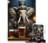 Puzzle Steampunk Éléphant Bière pour Adolescents 1000 Pièces Jeu de Logique Fine Passe-Temps Calme Pièce de Collection Art Bordure Soigneuse 38x26cm