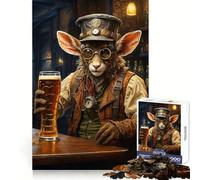 Puzzle Steampunk Faune Bière Artisanale 1000 Pièces Cadeau Adulte Jeu de Réflexion Attente du Moment Design Amusant et Silencieux Assemblage Cadeau Exquis 38x52cm