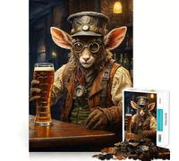 Puzzle Steampunk Faune Bière Artisanale 1000 Pièces pour Adolescents Jeu de Logique Découpe Précise Cadeau Classique 38x26cm