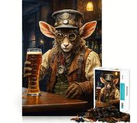 Puzzle Steampunk Faune Bière Artisanale 1000 Pièces pour Adolescents Jeu de Réflexion et de Détente Mentale Modèle à Assembler Liste de Souhaits du Père Noël 50x75cm